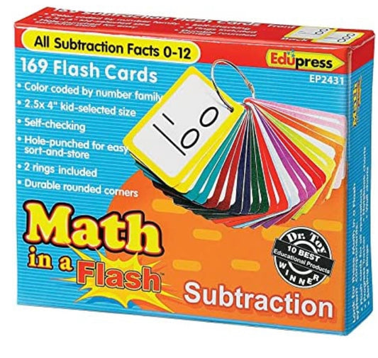 Math in a Flash Card Set Subtraction