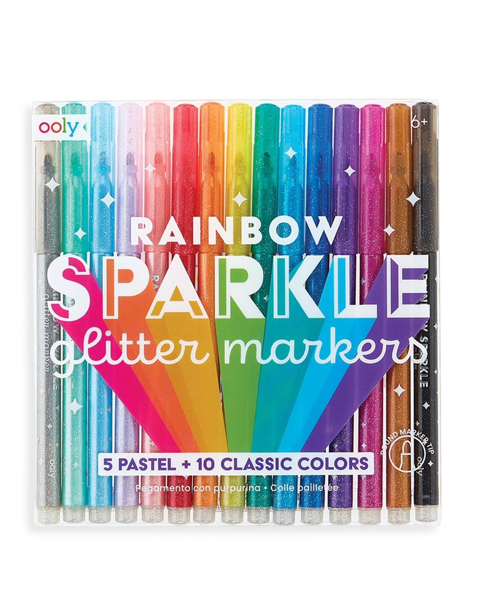 Ooly Rainbow Sparkle Glitter Markers - Round Marker Tip Opening