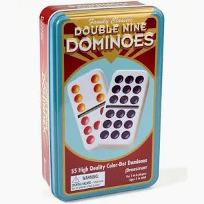 Double Nine Color Dot Dominoes In Tin