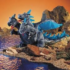 Blue 3-Headed Dragon Puppet